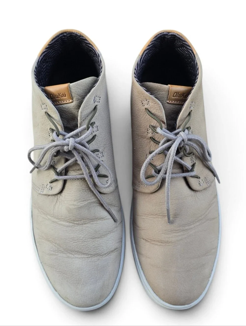 OluKai Men's Nana Hele Chukka Boots Waterproof Fog Grey Size 11.5